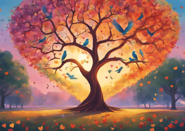 עץ, לבבות וציפורים